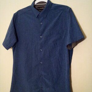 Subculture Shirt Men M Button Up Short Sleeve Pocket Blue
